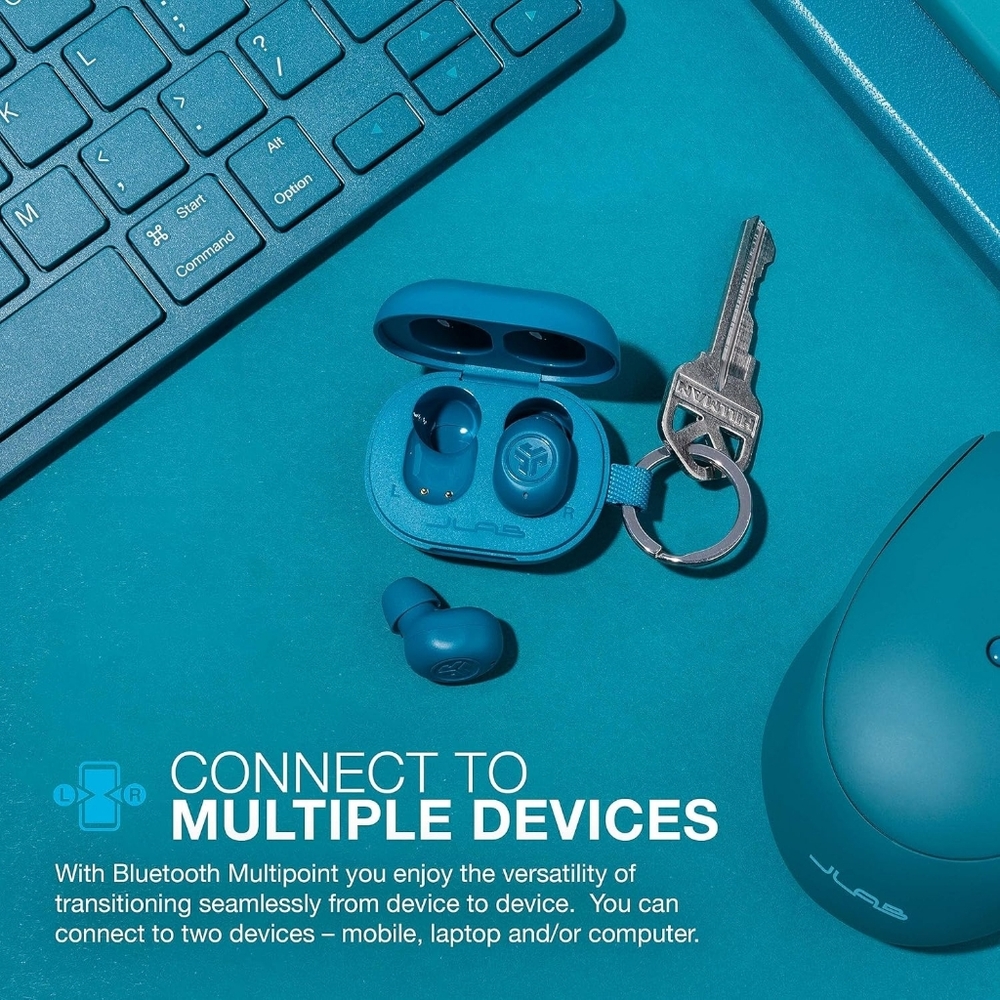 Jlab JBuds Mini True Wireless Multipoint Bluetooth Earbud Headphones Aqua Teal - Picture 8 of 14